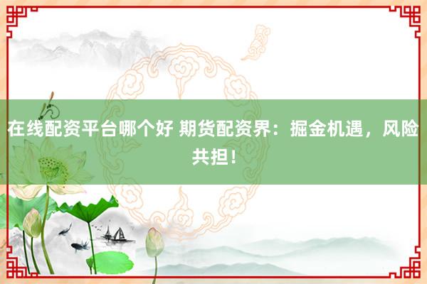 在线配资平台哪个好 期货配资界：掘金机遇，风险共担！