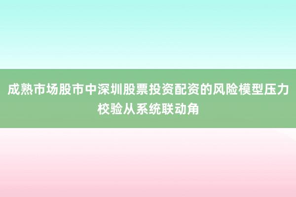 成熟市场股市中深圳股票投资配资的风险模型压力校验从系统联动角