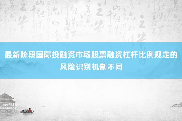 最新阶段国际投融资市场股票融资杠杆比例规定的风险识别机制不同