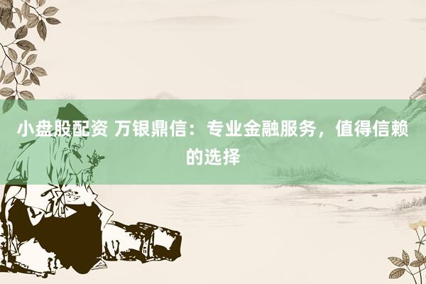 小盘股配资 万银鼎信：专业金融服务，值得信赖的选择