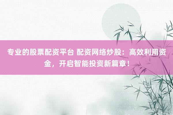 专业的股票配资平台 配资网络炒股：高效利用资金，开启智能投资新篇章！