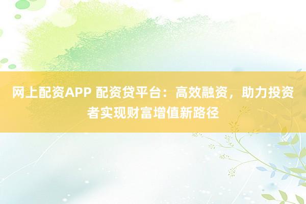 网上配资APP 配资贷平台：高效融资，助力投资者实现财富增值新路径